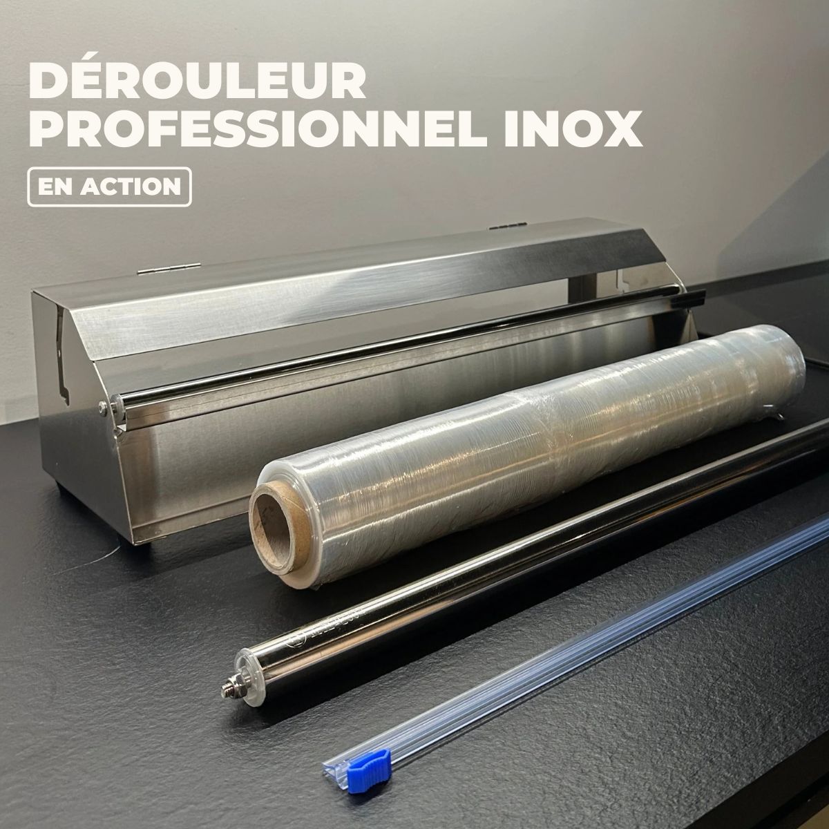 
                  
                    Charger et lire la vidéo dans la visionneuse de la galerie, Dévidoir de film alimentaire professionnel en inox 30cm -45cm
                  
                